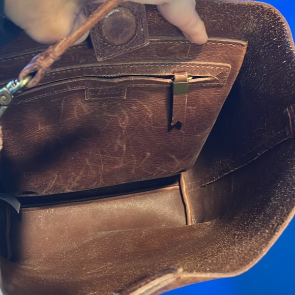 Madewell leather satchel purse bag brown transport bucket bag essential tote - Picture 6 of 7